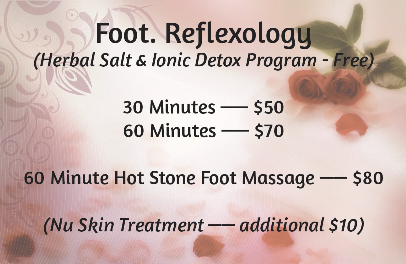 Foot reflexology prices at Panda Massage